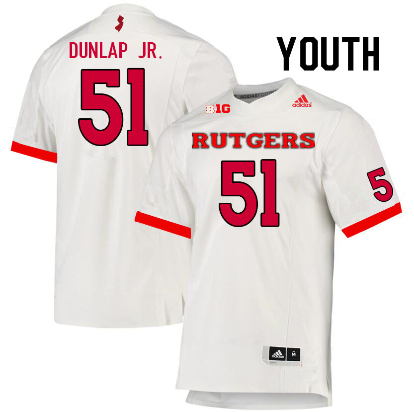 Youth #51 Curtis Dunlap Jr. Rutgers Scarlet Knights College Football Jerseys Sale-White